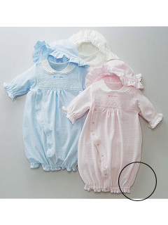 ・ジャガードボーダーフード付き兼用ドレス50〜60cm