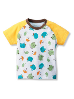 ・カエル総柄ラグラン配色Tシャツ 95cm