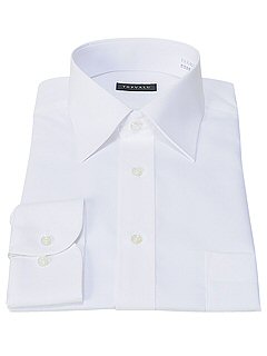 :【】綿100%形態安定・抗菌防臭 ドレスシャツ(シロ)