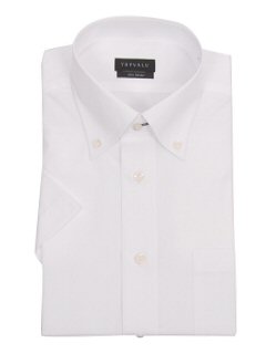 :半袖白スリムドレスシャツ(シロ)