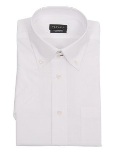 :半袖白スリムドレスシャツ(キナリ)