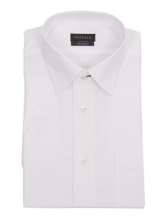 :半袖白スリムドレスシャツ(モノト−ン)