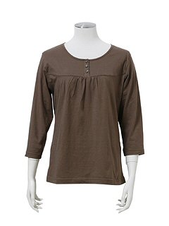 オーガニックコットン混7分袖Tシャツ(ブラウン21)