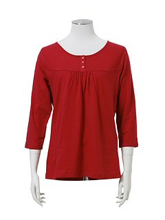 オーガニックコットン混7分袖Tシャツ(ワイン30)