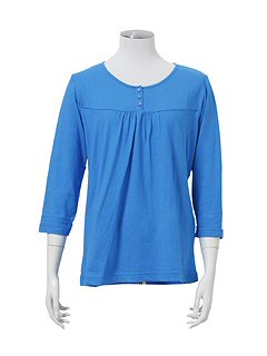 オーガニックコットン混7分袖Tシャツ(ターコイズ70)