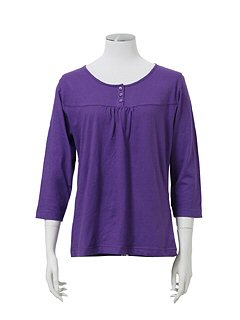 オーガニックコットン混7分袖Tシャツ(パープル80)