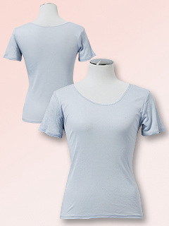 Silk&Cotton 3分袖スリーマー (サックス)