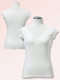 Silk&Cotton レース付フレンチ袖 (オフ)