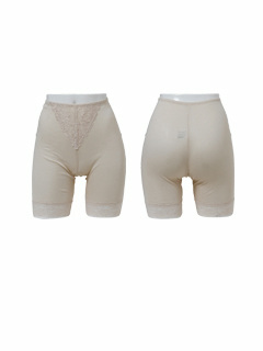 Silk&Cotton レース付3分丈ボトム (ベージュ