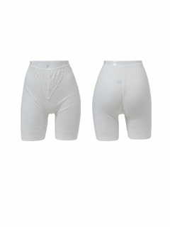 Silk&Cotton レース付3分丈ボトム (ベージュ