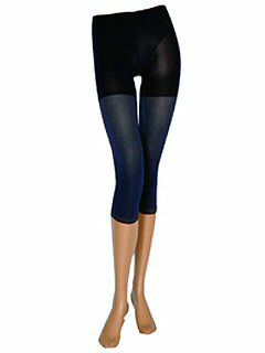 デニム調 8分丈ヒップアップレギンス(インディゴ)