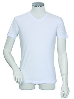 クーリッシュファクトリブ半袖V首シャツ(シロ)