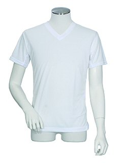 クーリッシュ【接触冷感】半袖V首シャツ(シロ01)