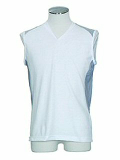 クーリッシュ【ストレッチ】V首スリーブレス(シロ01)