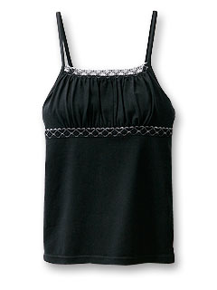 カップ付キャミソール (ギャザー使い) (ブラック)