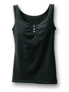 カップ付タンクトップ (ボタン使い) (ブラック)