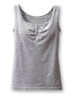 カップ付タンクトップ (ボタン使い) (杢グレー)