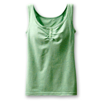 カップ付タンクトップ (ボタン使い) (杢グリーン)