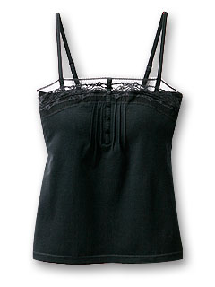 カップ付キャミソール (ピンタック使い) (ブラック)