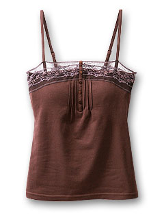 カップ付キャミソール (ピンタック使い) (ブラウン)