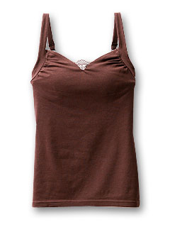 カップ付キャミソール (フロントレース) (ブラウン)