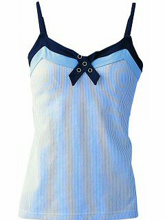 カップ付キャミソール釦ストライプ(サックス)