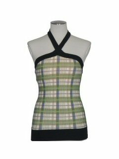 カップ付ホルダーネックチェック柄(グリーン)