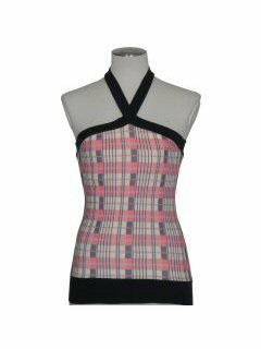 カップ付ホルダーネックチェック柄(薄ピンク)