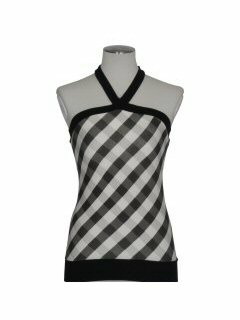 カップ付ホルダーネックチェック柄(クロ)